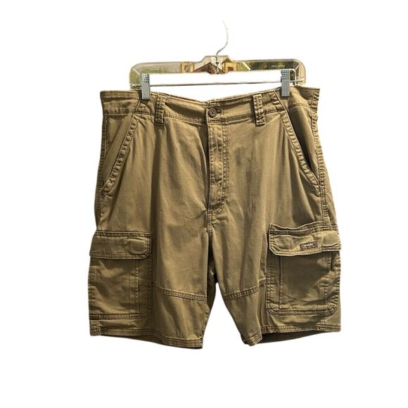 Wrangler Shorts Mens 36 Tan Cargo Relaxed Fit Khaki Baggy Dad Weekend Chores Y2K - Picture 1 of 6